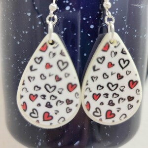 Valentine&#39;s earrings, Red Earrings, Teardrop earrings, earrings, tear drop, hearts, Double sided teardrop earrings