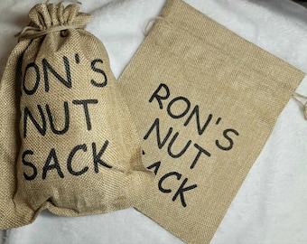 Personalized drawstring nut sack gift bag, Gift for her, Gift for him, gag gift, white elephant gift bag, bachelor bachelorette party gift