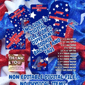 Suporte para cartão de biscoito de 4 de julho/Topper para saco de guloseimas/Cartão de biscoito/Biscoito decorado/Cartão de biscoito digital/Embalagem de biscoito/Etiqueta de presente/vários tamanhos