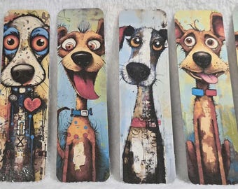 Goofy dogs bookmark/Double sided bookmark/Book lover/Gift for anyone/Colorful Bookmark/Silly dogs bookmark/cute dogs bookmark