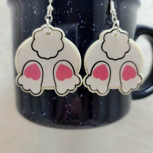 Bunny tail earrings,  Double sided teardrop earrings, Bunny Earrings, Teardrop earrings,Easter earrings, Resin, Epoxy