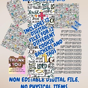 Suporte para cartão de biscoito religioso/Topper para saco de guloseimas/Cartão de biscoito/Biscoito decorado/Cartão de biscoito digital/Embalagem de biscoito/Etiqueta de presente/Tamanho múltiplo/Religião
