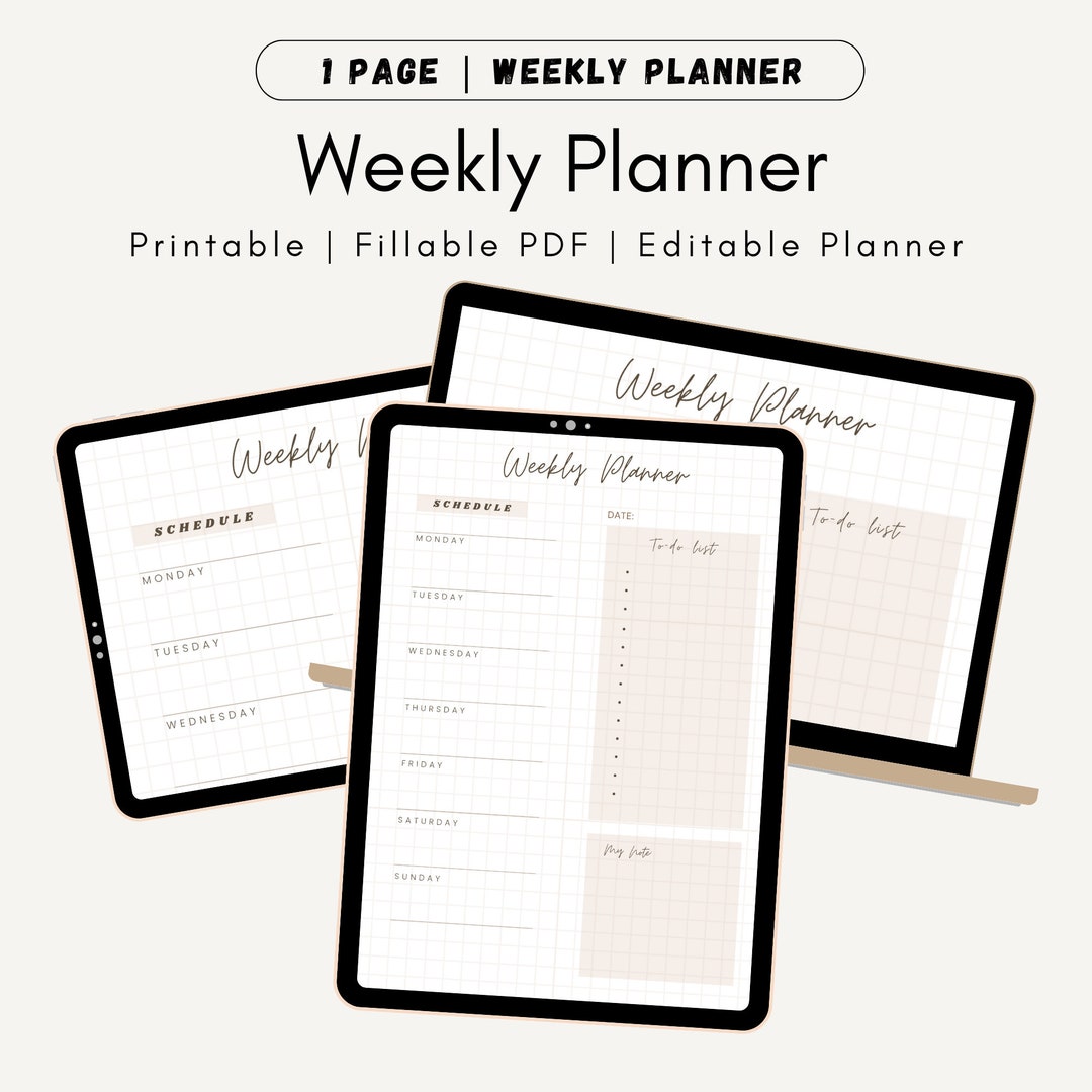 Weekly planner simple weekly to do list weekly planner etsy
