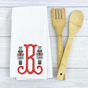 Nutcracker initial embroidered kitchen towel