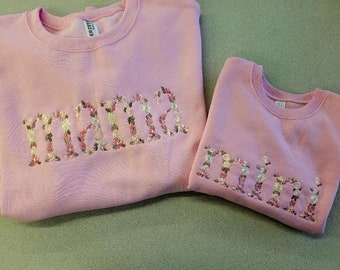 Mama and mini floral design embroidered sweatshirt