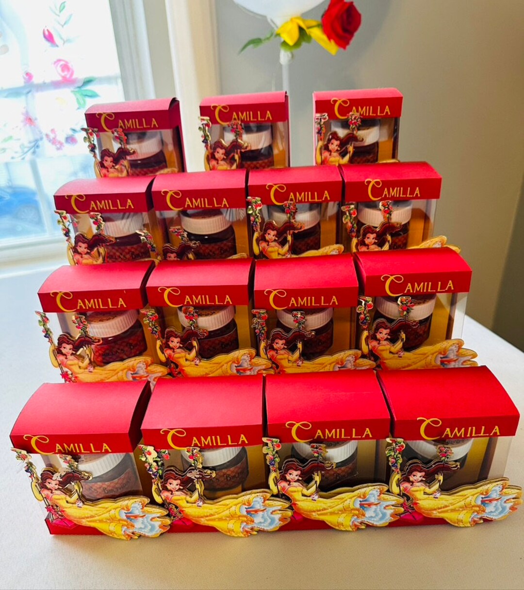 Mini Nutella Beauty and the Beast, Mini Nutella Jar Party Favors, Belle ...