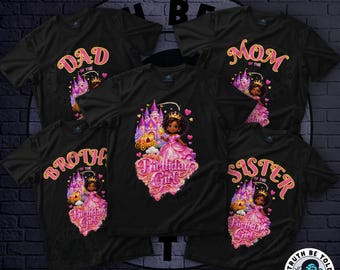 Personalized Princess Castle Birthday Shirt | Custom Pink Princess Shirt | Personalized Family Matching Birthday Shirts | Custom Name Tee