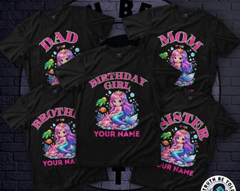 Personalized Mermaid Birthday Shirt | Family Matching Party Tee