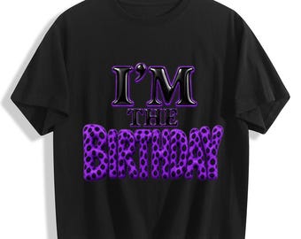 Birthday Crop Top, Purple Cheetah Print Statement Shirt, Women's Outfit