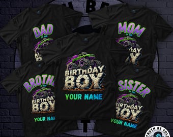 Personalized Monster Truck Birthday Shirt | Custom Name Family Matching Tee