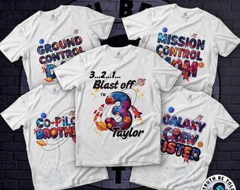 Personalized Blast Off Birthday Shirt | Family Matching Astronaut Theme Tee