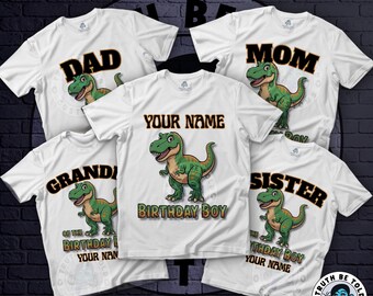 T-Rex Birthday Shirt for Kids | Personalized Family Matching Birthday Shirts | Custom Name Tee