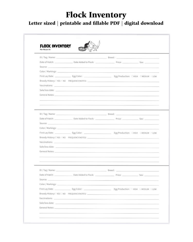 Flock Inventory (digital Download) - Etsy