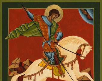 Saint George and the Dragon, Icon Print