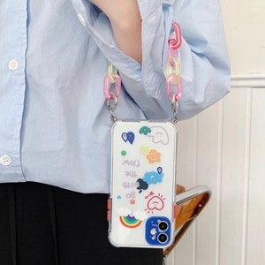 Coque iPhone avec chaîne raimbow | coque iPhone | Étui de téléphone avec sangle pour iphone
