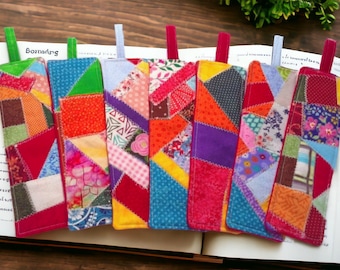 Katoenen patchwork bladwijzers - Crazy Quilted, set van 2