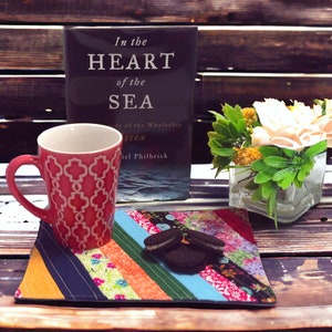 Handmade Scrappy Rustic Mug Rug Coaster - Quilted Delight for Cozy Tea Lover Moments Gift Idea Coffee Mat Country Cottagecore Farmhouse