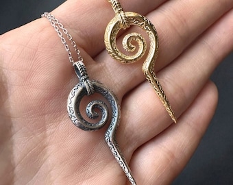 Collar en espiral, colgante con símbolo mitológico en espiral en plata de ley 925