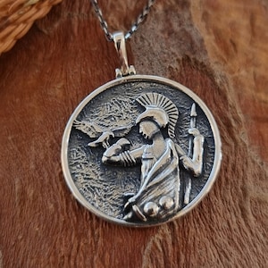 ATHENA Goddess Necklace, 925k Silver Athena Pendant, Ancient Goddess Necklace, Mythological Jewelry, Ancient Greek Mythology, Gift for Her