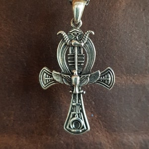 Eye of Horus ANKH Necklace, 925 Sterling Silver, Eye of Ra Pendant, Ancient Egyptian Necklace, Mythological Ankh Pendant, Cross Pendant