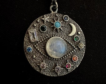 Evil Eye Necklace, 925 Sterling Silver Protecting Talisman, Galaxy Amulet