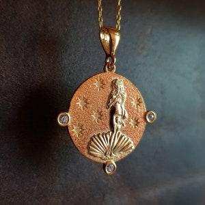 Venus Medallion, 925k Silver Goddess Venus Necklace, Aphrodite Necklace, The Birth of Venus, Roman Mythology Pendant, Women's Necklace