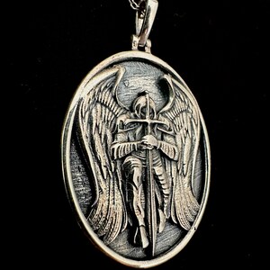 Archangel St. Michael Silver Necklace, 925 Sterling Silver, Protector Talisman, Temple Knight Pendant, St Michael Commander of God's Army