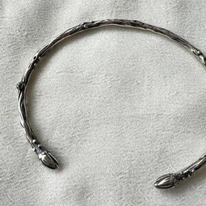 Pulsera de capullo de hoja, pulsera de rama de árbol de plata de ley 925