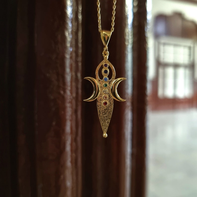 Ishtar Medallion, 925k Silver Ishtar Necklace, Triple Moon Pendant, Ishtar and Moon Pendant, Yoga Jewelry, Gift for Her, Women's Necklace image 2