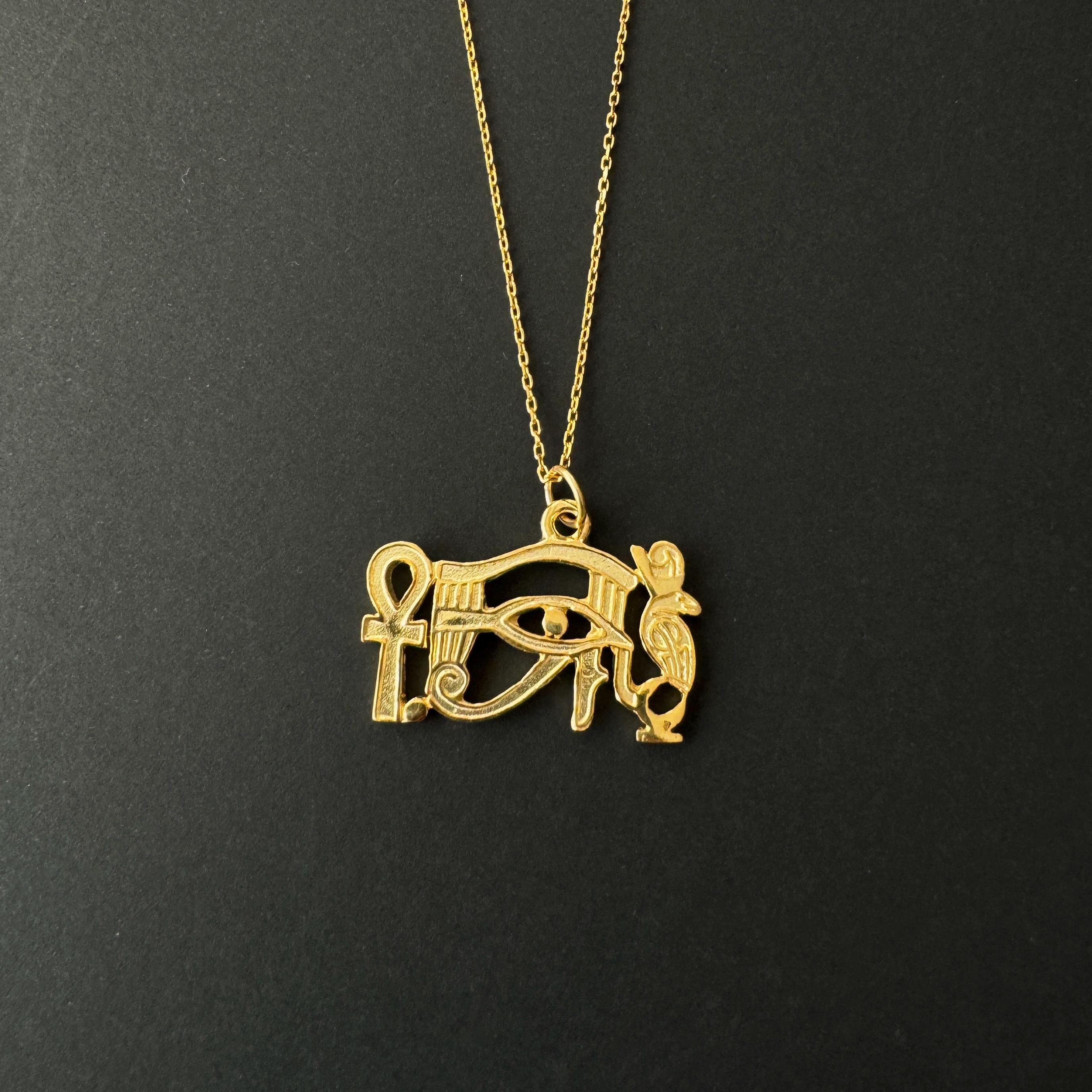 Ciondolo Ankh in Argento Sterling con Iside e Occhio di Horus