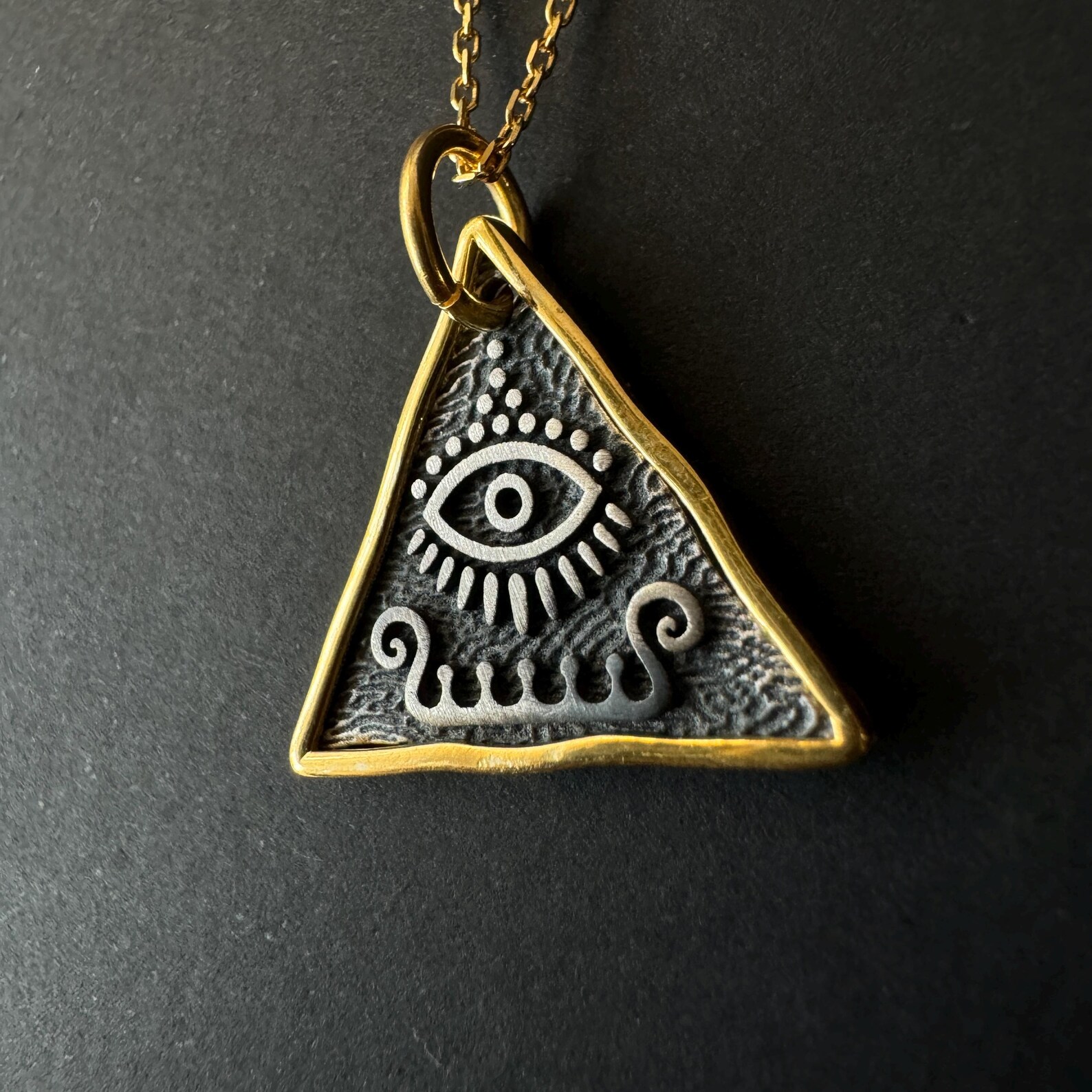 Triangle All Seeing Eye Amulet Necklace, 925 Sterling Silver Holly ...