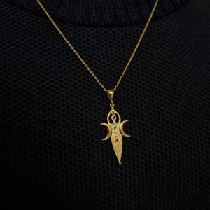 Ishtar Medallion, 925k Silver Ishtar Necklace, Triple Moon Pendant, Ishtar and Moon Pendant, Yoga Jewelry, Gift for Her, Women's Necklace image 6