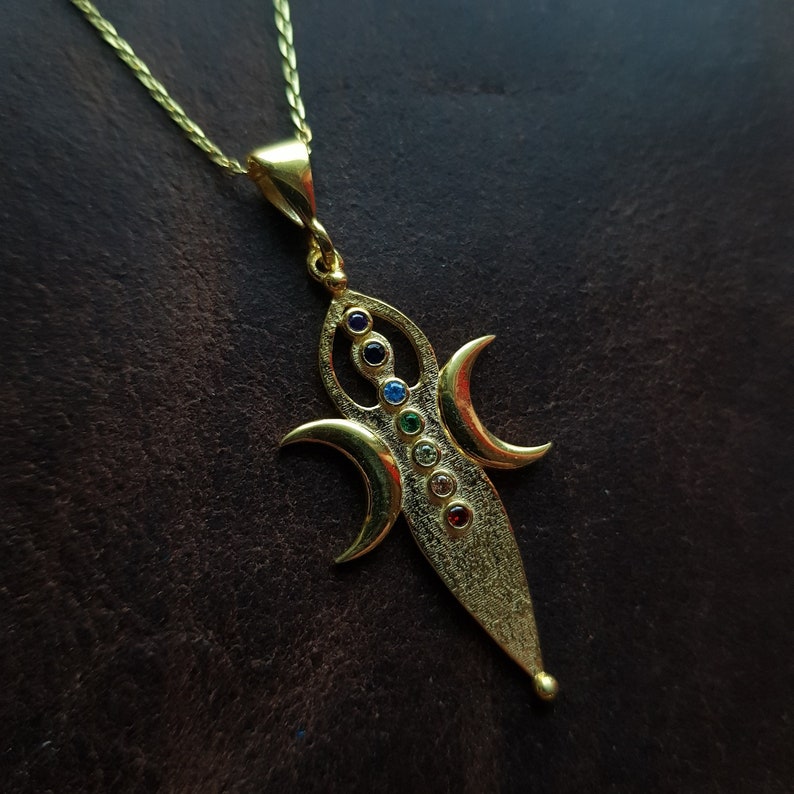 Ishtar Medallion, 925k Silver Ishtar Necklace, Triple Moon Pendant, Ishtar and Moon Pendant, Yoga Jewelry, Gift for Her, Women's Necklace image 3