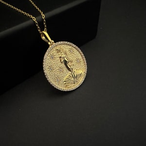 Medalhão de Vênus, Pingente da Deusa Vênus em Prata 925, O Nascimento de Vênus, Colar de Afrodite imagem 7