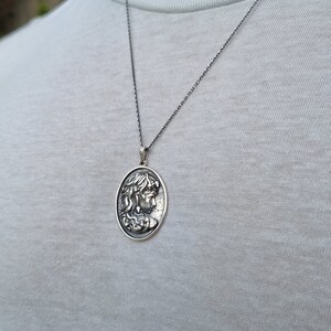 silver medusa necklace, Medusa portrait necklace
