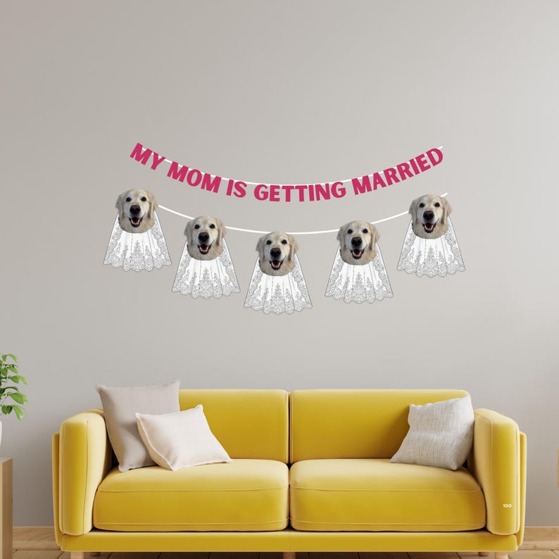 Dog Face with Veil Banner | Bachelorette Party Decor image 2