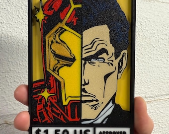 Iron Man Doom Stark Split Faces 3D Printed Cornerbox Art Signs
