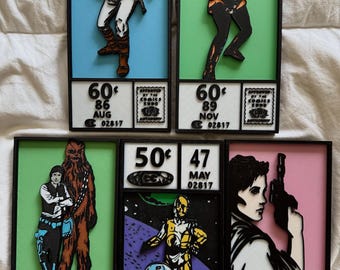 SW 5-pack of 3D Printed Cornerbox Signs: Han and Chewy, Leia, 3PO and R2, and two Lukes!