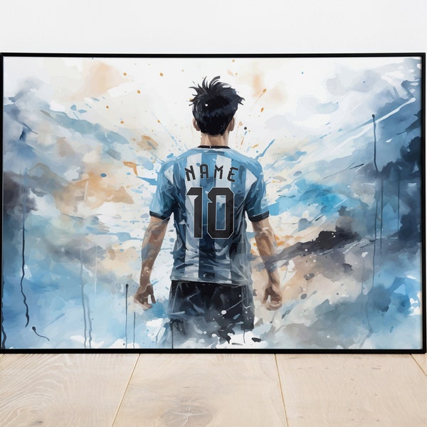 Personalized Argentina Jersey football poster | Digital Download | Custom Soccer Print | Personalized football wall Art | Gift for Messi fan