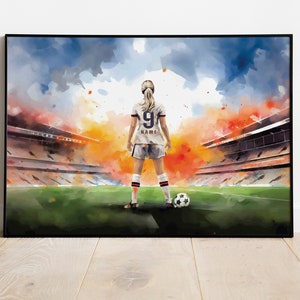 Custom soccer girl watercolor wall art | Digital Download | Football Soccer Print | Soccer Personalized Gift | Soccer Art | Football Poster