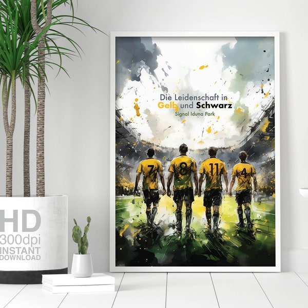 Dortmund poster | Signal Iduna Park Stadium print | Digital Download | German football print | Fußballplakat | Gift for BVB fans | Borussia