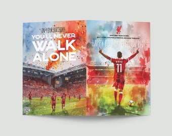 Liverpool custom birthday card | Personalized football birthday card | Football gift | Anfield print | Soccer Lover Gift  | Gift for Scouser