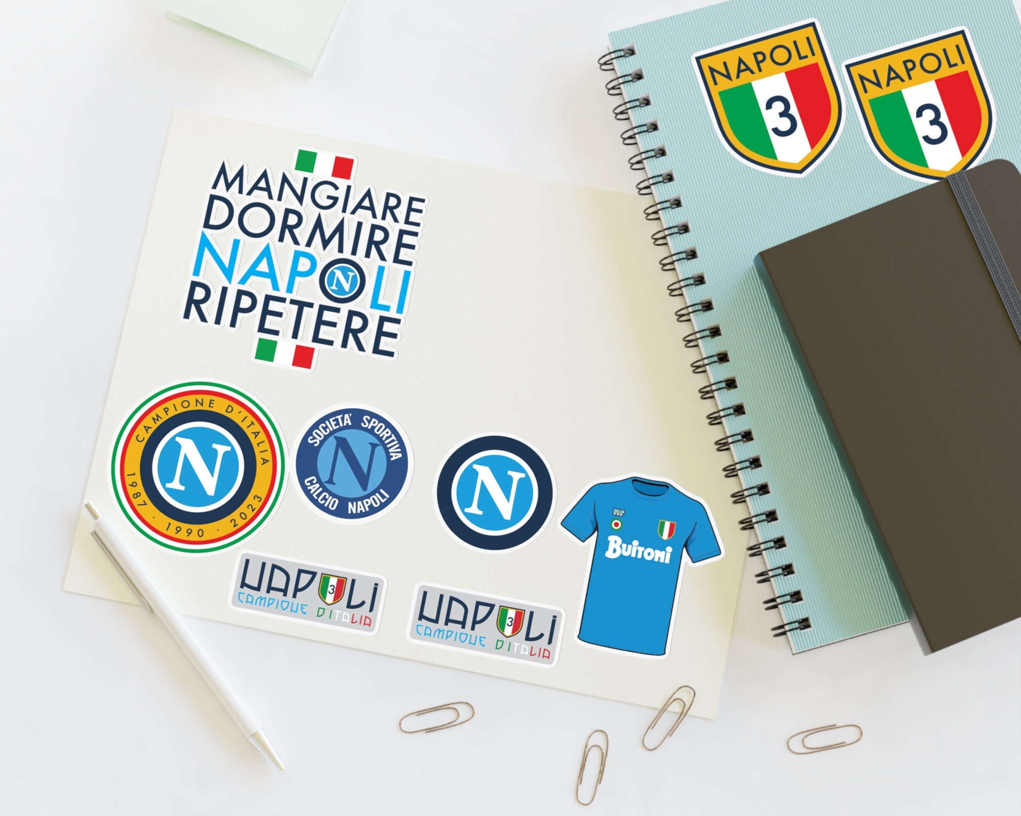 Napoli Campione Ditalia Sticker Pack Laptop Decals Gift for Napoli Fan