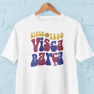 Groovy Retro Barcelona Unisex  T-shirt | Visca Barça | Gift for Barcelona fans | Blaugrana Football tee | vintage soccer t-shirt | La Liga