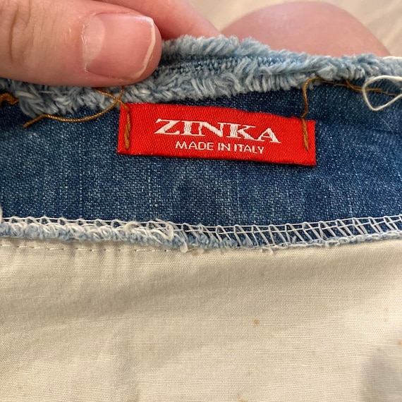 Vintage distressed patchwork denim mini skirt - image 6