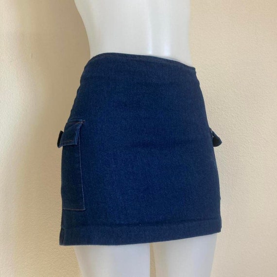 Vintage 90s y2k denim mini cargo skirt - image 2