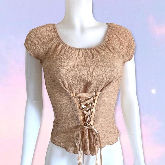 Top Mesh Graphique Vintage 2000's, Manches Longues, Taille L, Coloré Cyber Y2k