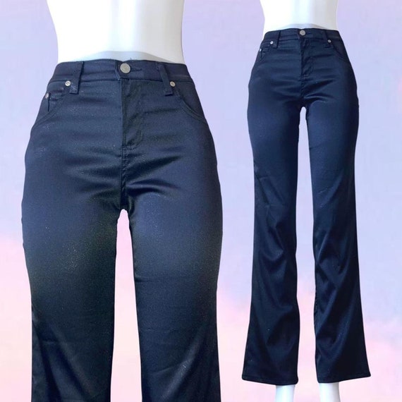 Vintage 90s y2k satin shiny flare pants - image 1