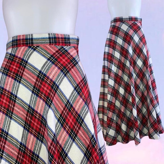 Vintage 60s 70s plaid maxi skirt - image 1