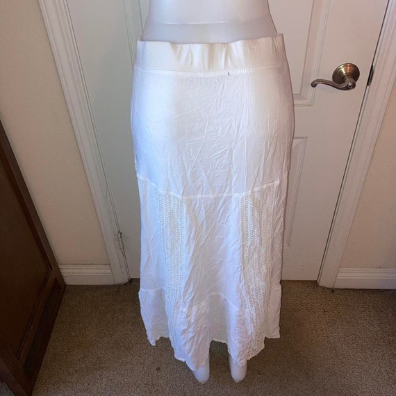 Vintage 90s y2k white maxi skirt - image 6
